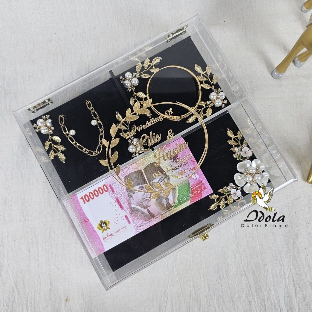 IDOLA FRAME - AKRILIK TEMPAT PERHIASAN DAN UANG + BLUDRU + HIASAN/MAHAR AKRILIK/TEMPAT PERHIASAN AKR