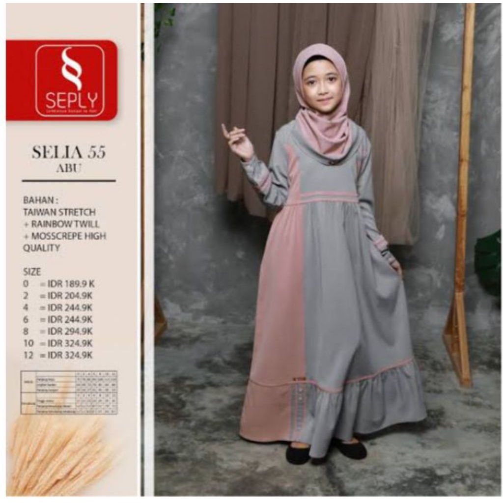 Gamis Anak Seply Selia 55 Abu