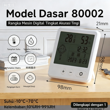 Nama Produk: Termohigrometer Digital Akurat Tinggi – Alat Ukur Suhu & Kelembaban Ruangan Mini Dindin