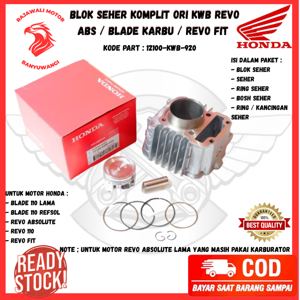 Blok Seher Honda Absolute Revo Ori / Blok Piston Mesin Revo Karbu Boring Silinder Blade 110 KWB