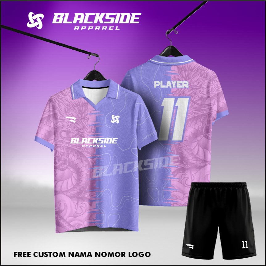 Jersey kelas Satuan futsal kerah retro vintage HIJAU KUNING MAWAR sepakbola volley badminton gaming 