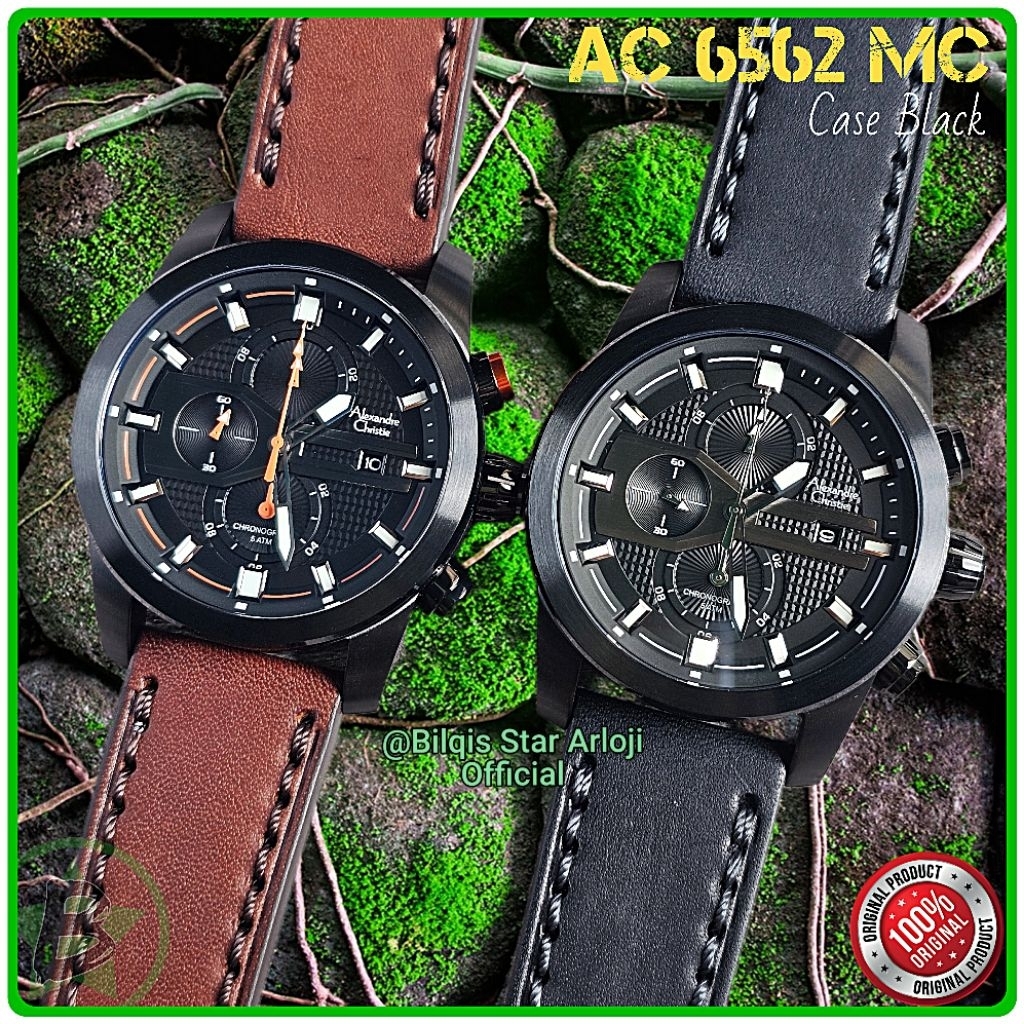Alexandre Christie Pria Ac 6562 Mc Race Case Black Tali Kulit Original