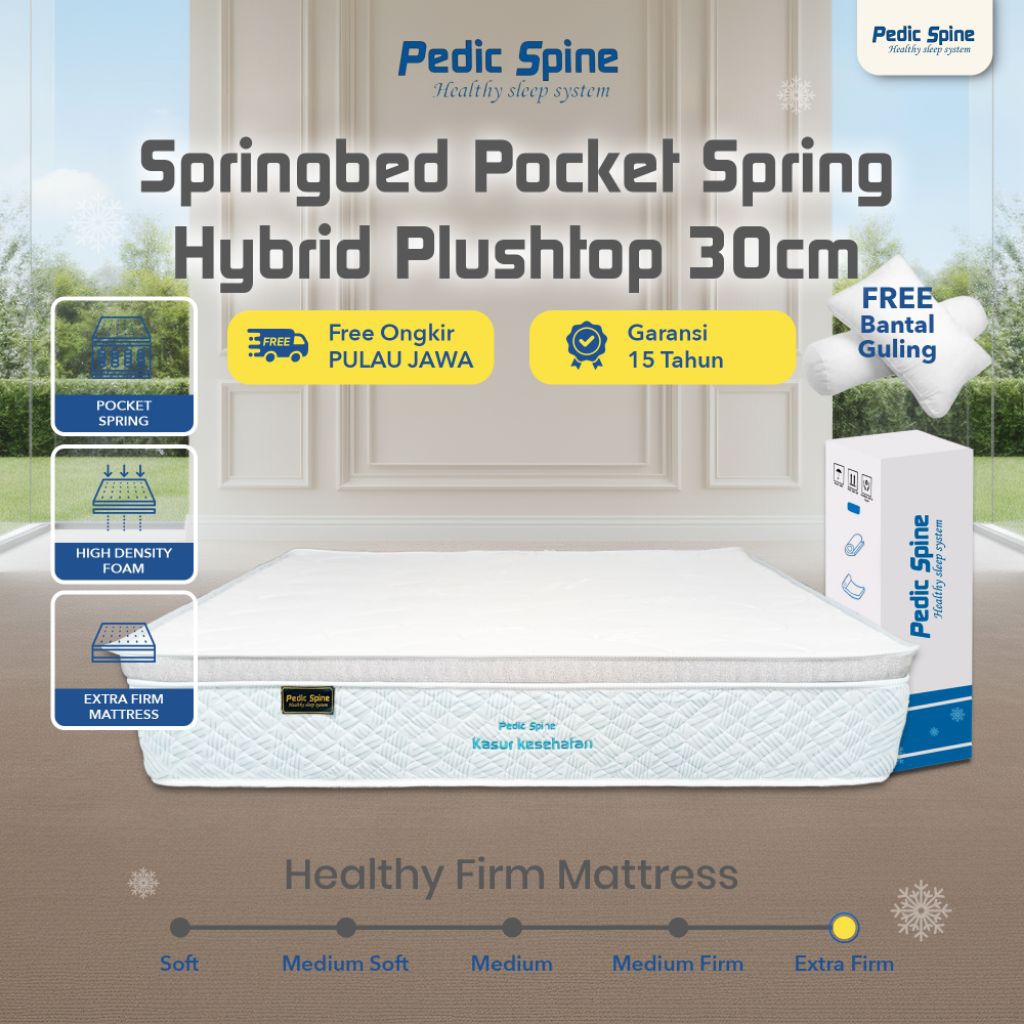 Pedic Spine Springbed Orthopedic Pocket Spring Hybrid Plush Top 30cm | Kasur Springbed Premium Keseh