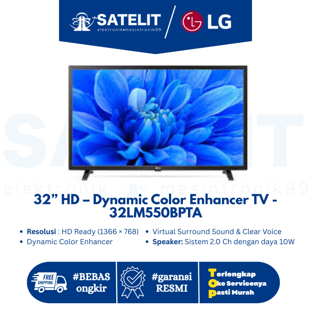 LG 32LM550BPTA 32 Inch LED TV – HD Digital TV | Dynamic Color | Dolby Audio | Garansi Resmi