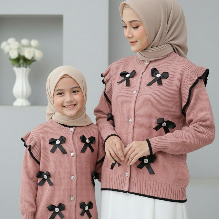 CARDIGAN POPPY SWEATER COUPLE IBU DAN ANAK CANTIK DAN ANGGUN