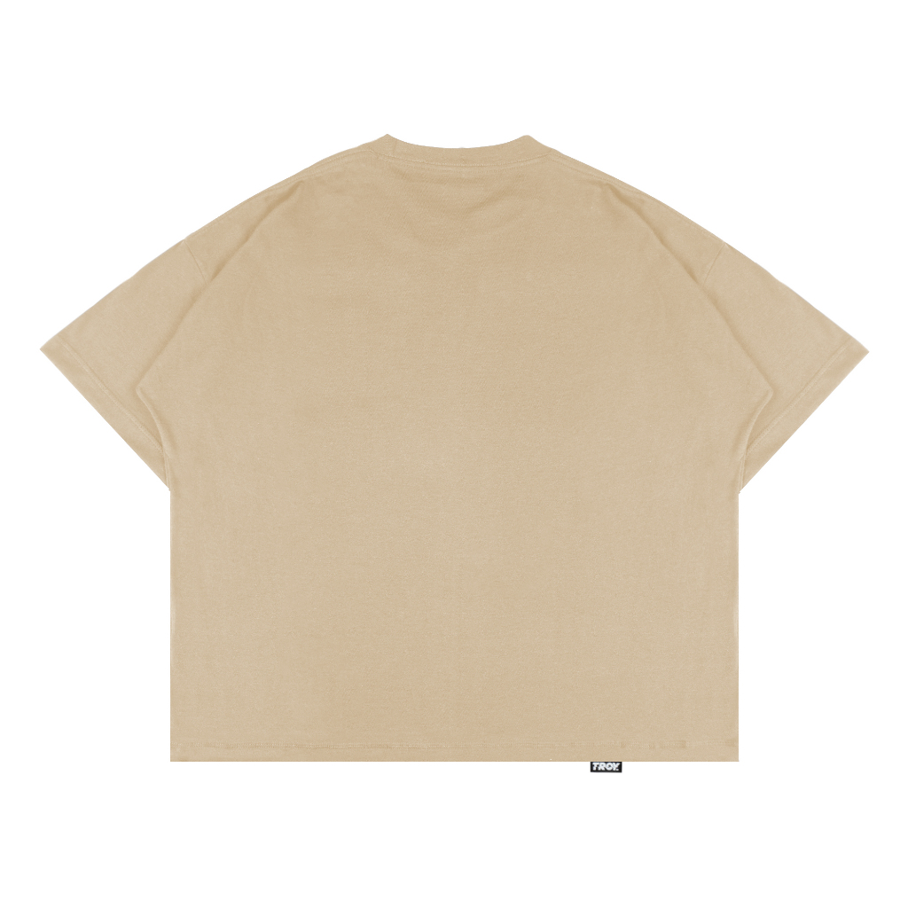 Troy Company Boxy Pocket Oversize Tshirt Beige Meow Peek - Kaos Boxy Oversize Beige BKD 3450