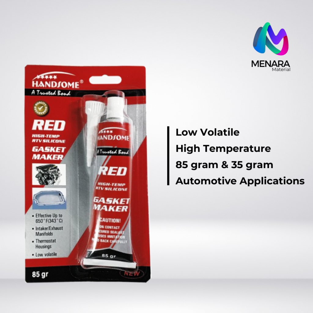 HANDSOME Gasket Maker RED RTV Silicone Merah Lem Paking Mesin dan Knalpot Tahan Panas 35 Gram dan 85