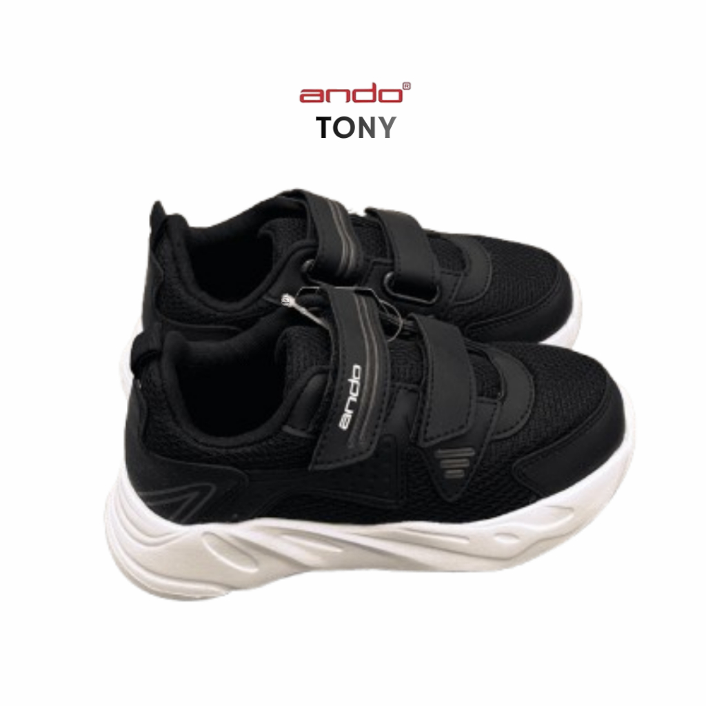 Sepatu Ando TONY Sneakers  Pria - Hitam/Putih