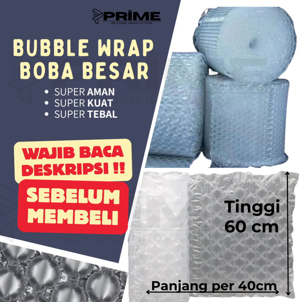 BUBBLE WRAP BOBA BESAR - T 60CM X P 40CM - AIR CUSHION ROLL PACKING PAKET PACKAGING TEBAL - 60CMX@40
