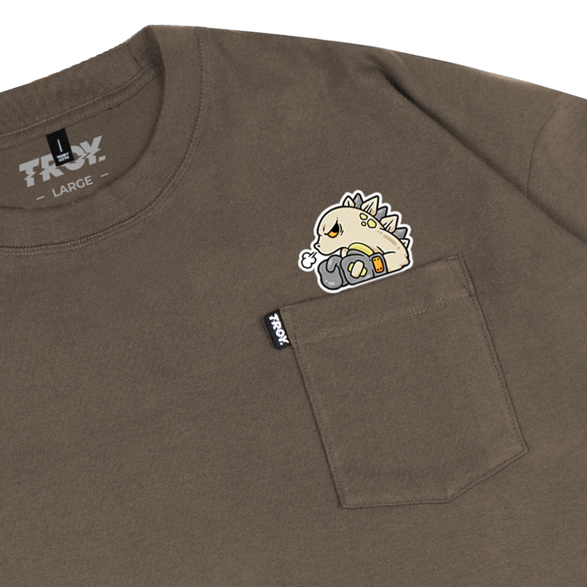 Troy Company Boxy Pocket Oversize Tshirt Maple Brown Dino Fighter - Kaos Boxy Oversize Coklat Maple BKD 3452