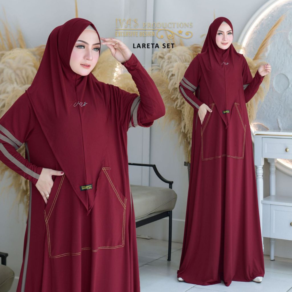LARETA SET HIJAB BY IVAS PRODUCTION GAMIS FULL JERSEY