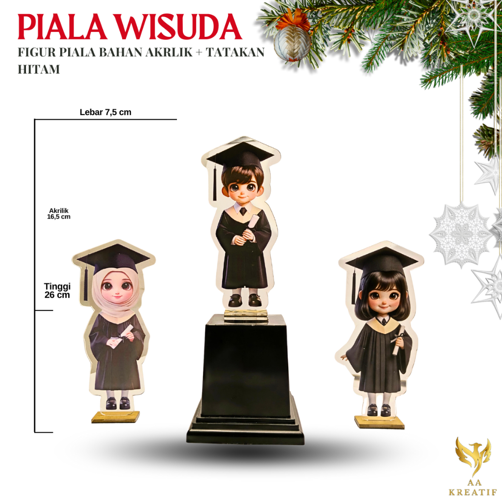 Piala Wisuda Perpisahan Anak Sekolah Paud TK SD Plakat Boneka Akrilik Souvenir Hadiah Kenangan