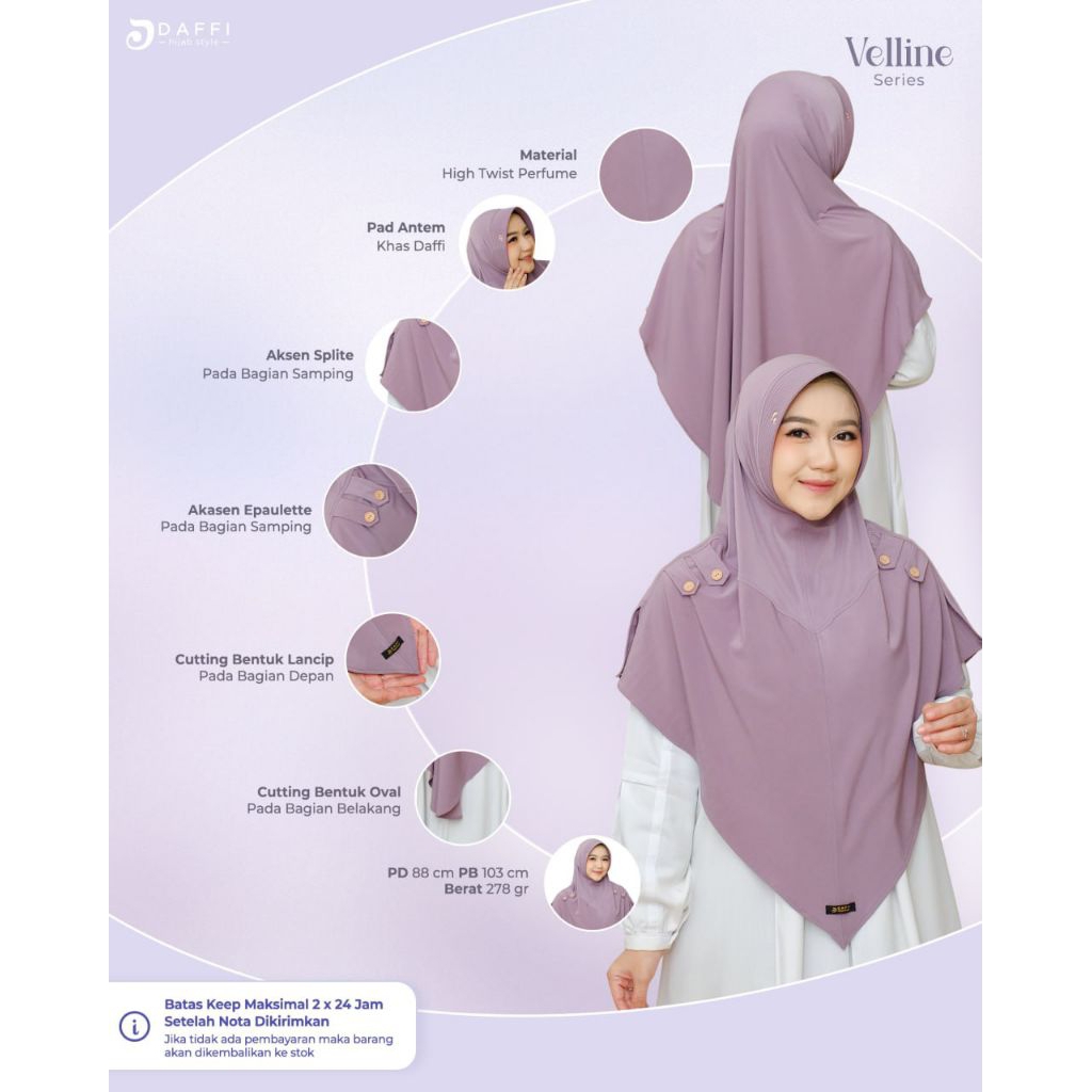 Hijab Daffi Velline Series Batch 3 hijab jumbo instan jilbab jumbo instan ORI Daffi