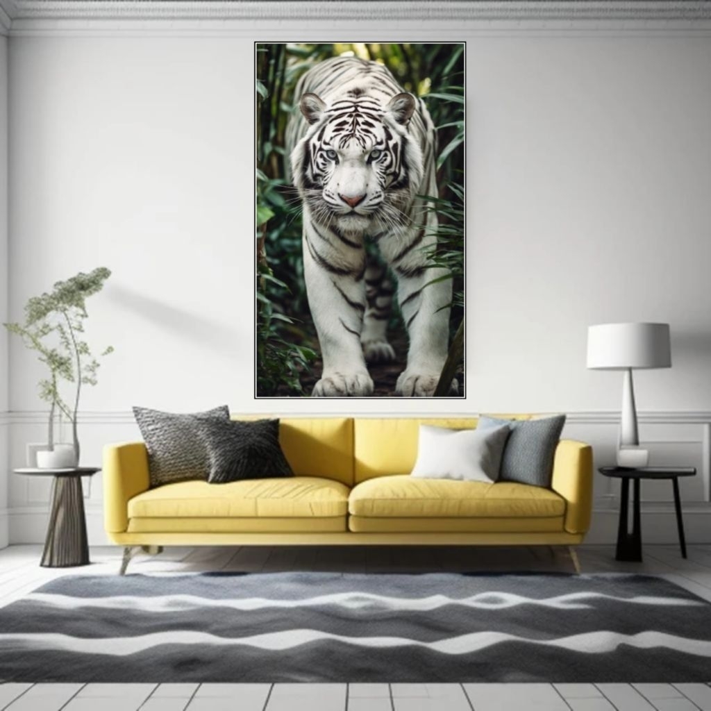 Harimau Putih harimau hutan lukisan cetak poster hiasan dinding dekorasi rumah ruangan tamu kamar ti