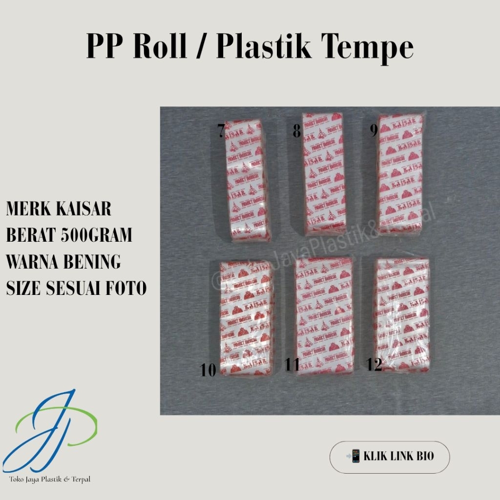 PP ROLL | PLASTIK TEMPE | MERK KAISAR | BERAT 500GRAM | BEBERAPA UKURAN