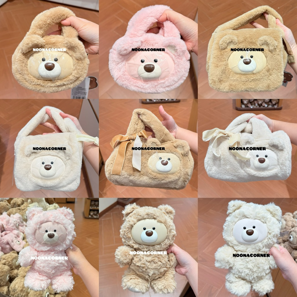 Miniso Teddy‼️ Plush Handheld Crossbody Bag / Tas Selempang / Hand Bag Teddy Bear Bulu Collections (