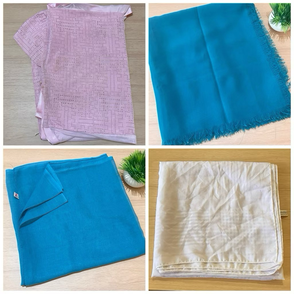 jilbab segi empat pashmina manik polos rawis garis