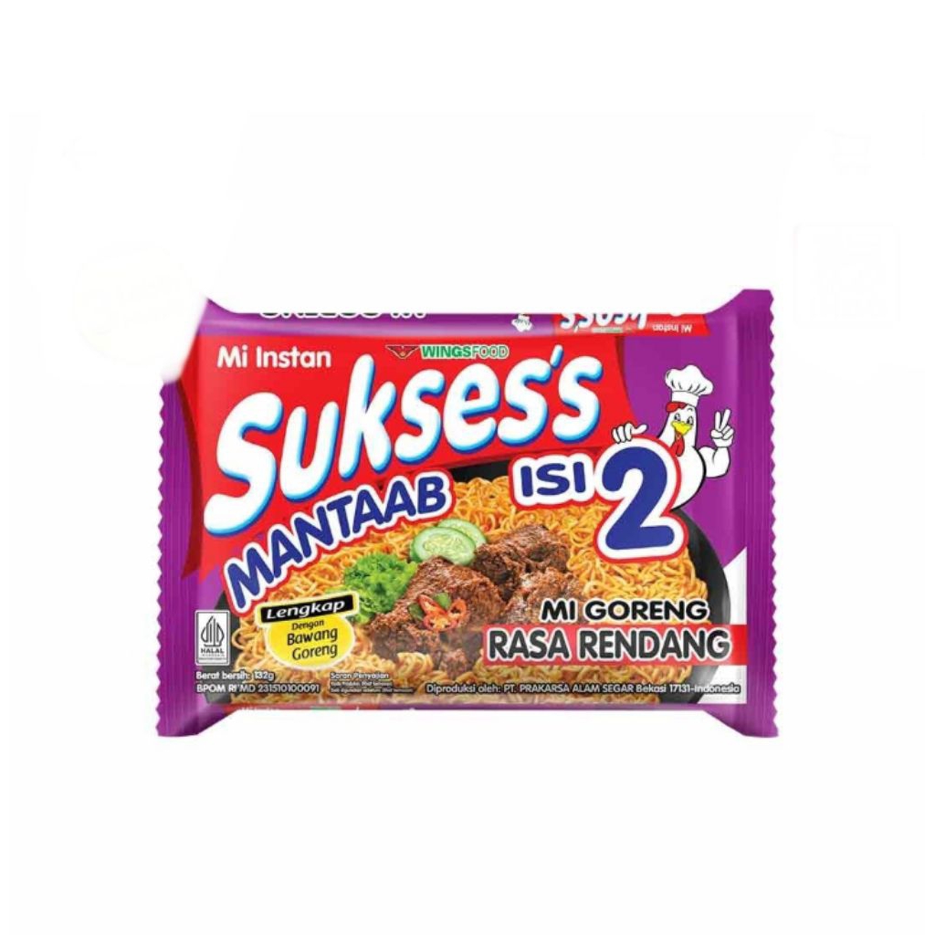 sukses mi goreng isi 2 rendang pack 132 gr