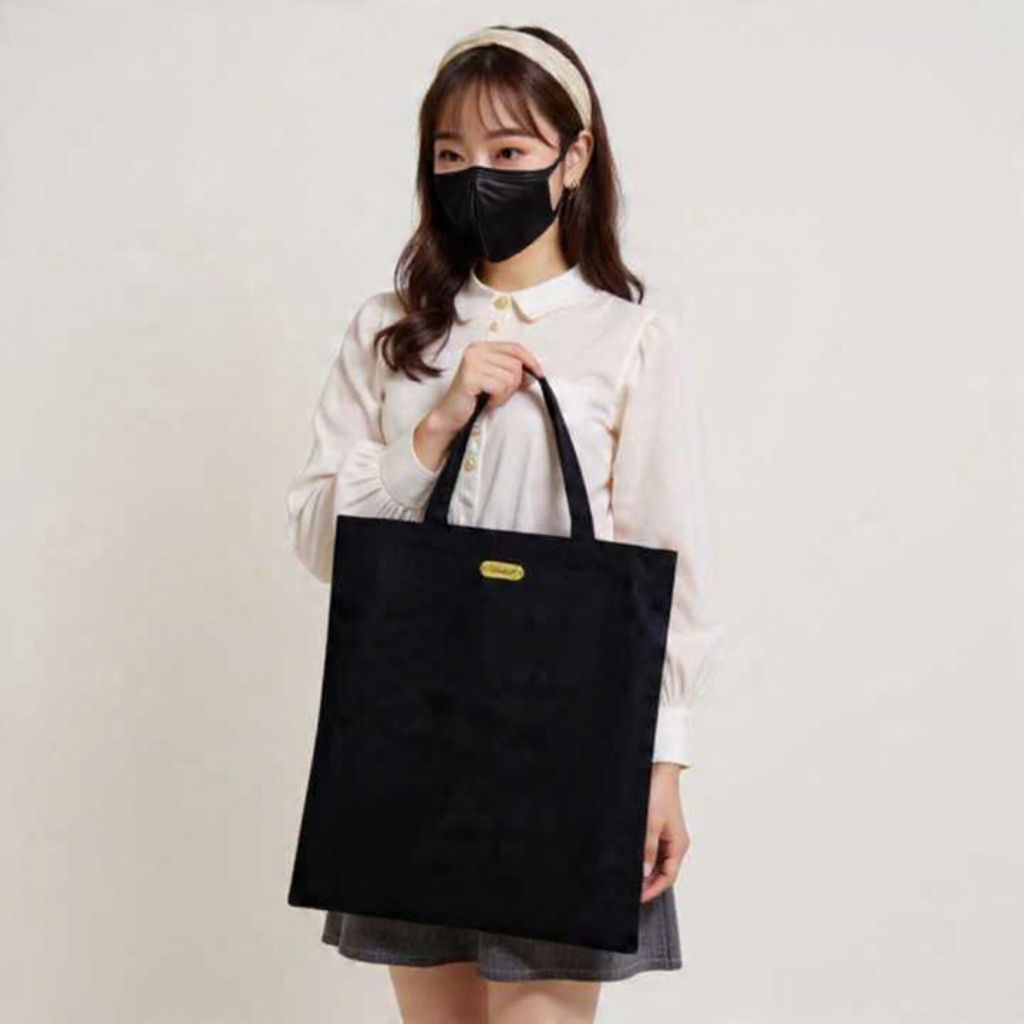 MAWBELI Totebag Jumbo Resleting Muat Laptop Black Brown Laptop Jumbo Besar Hitam Cokelat Polos Kado 