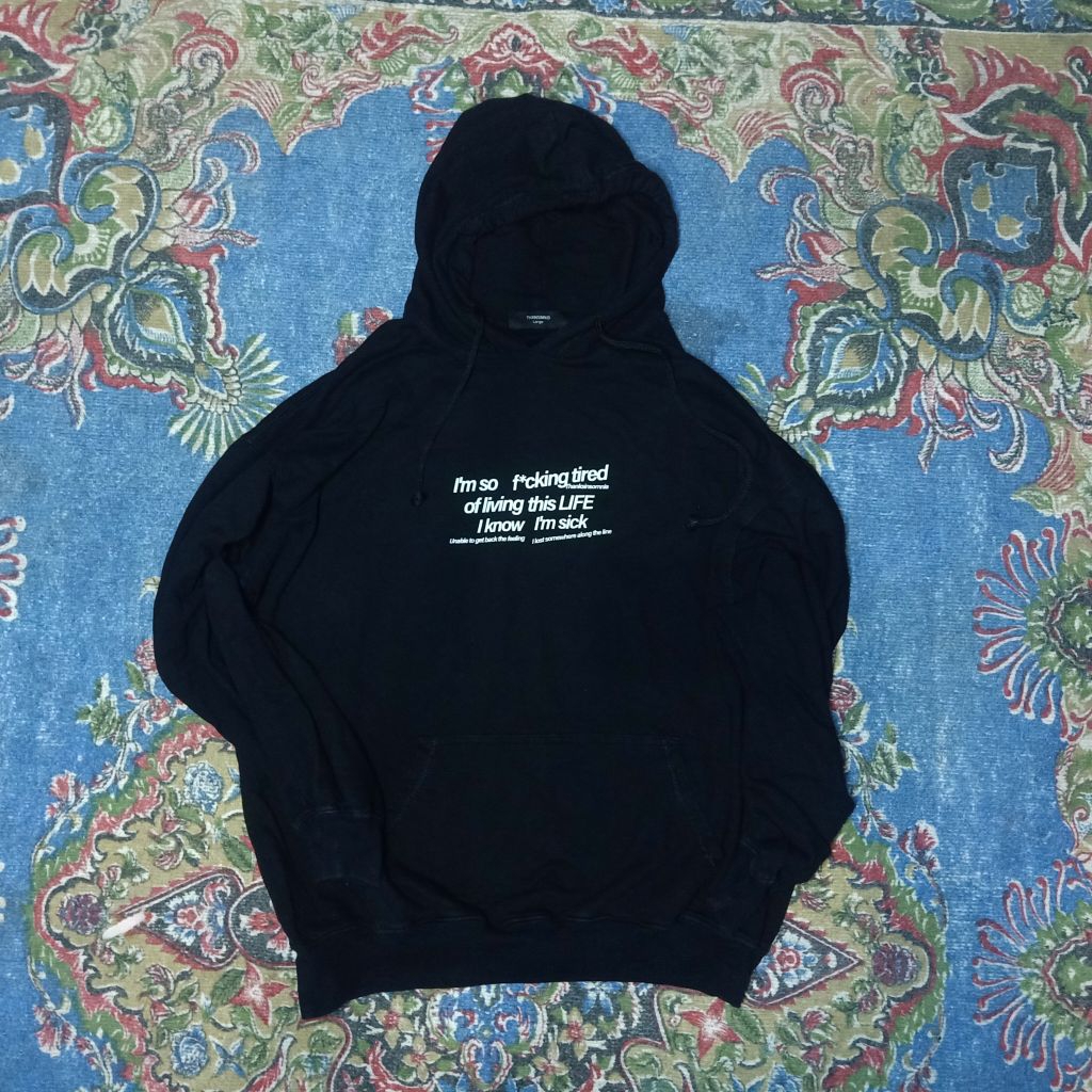 Hoodie Thanksinsomnia Original Hitam Size L Sweater
