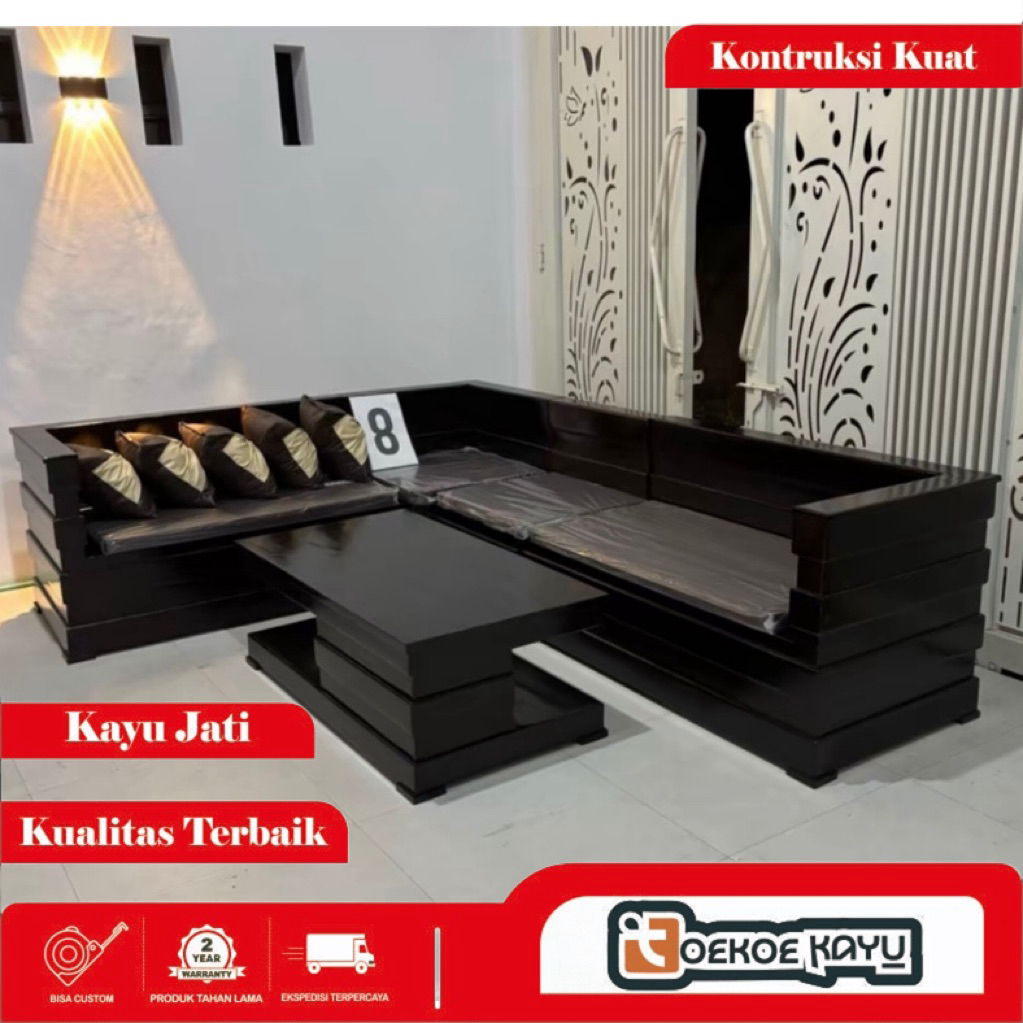 kursi sudut ruang tamu, kursi sudut tamu model box, kursi sudut box, kursi tamu kayu jati