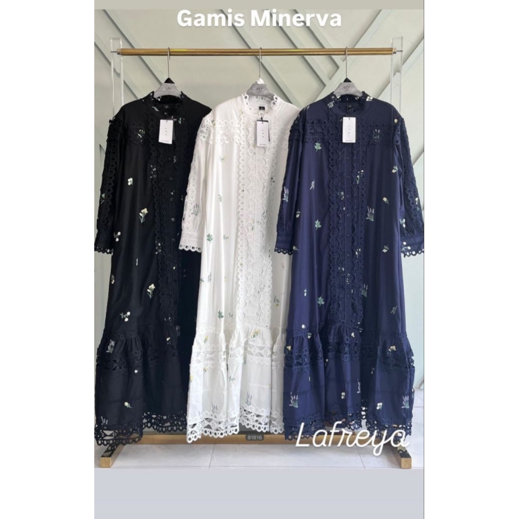 Gamis minerva material katun bordir Bkk