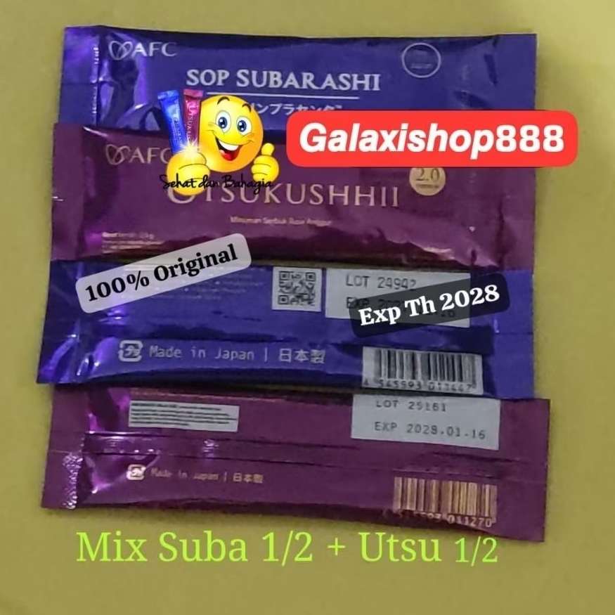 PAKET HEMAT SUBARARASHI GOLD 1/2 + UTSUKUSHII GOLD 1/2 ( 14 + 14 SACHET ) ORIGINAL AFC JAPAN EXP TH 
