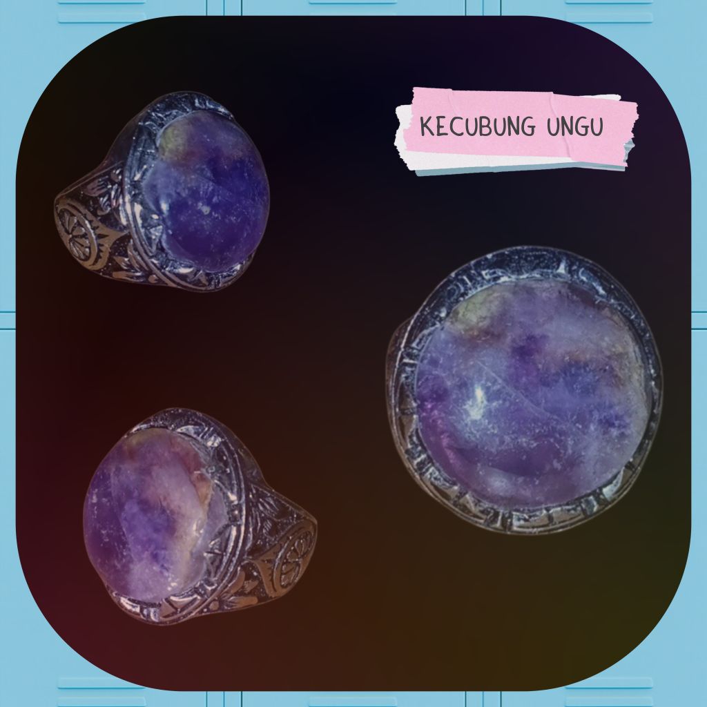 Cincin Pria Batu Permata Kecubung Ungu Amethyst Antik Natural