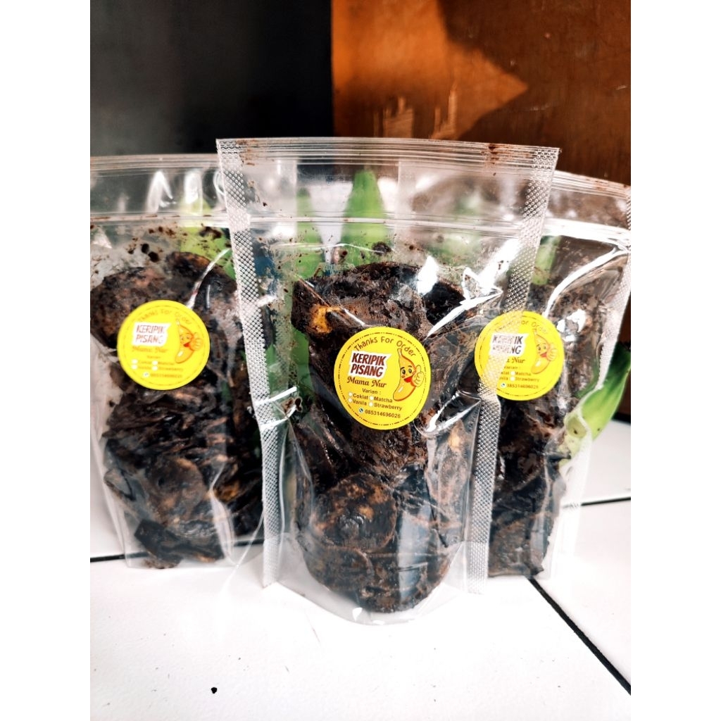 kripik pisang rasa coklat