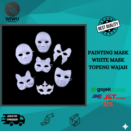 Topeng Putih Polos Dengan Karet  & Topeng Pesta / Topeng Lukis Wajah Polos / White Mask Papper Party