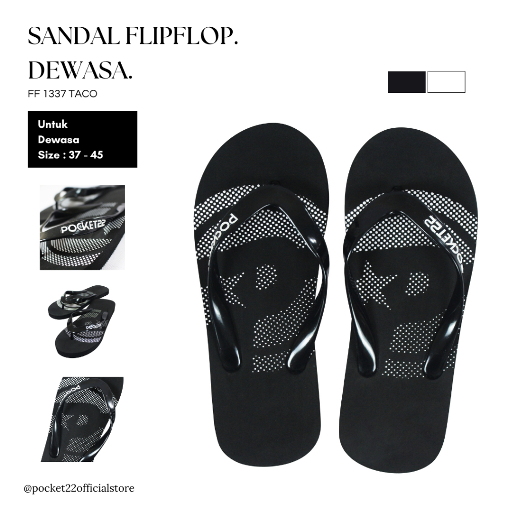 Pocket22 Sendal Motif FF 1337 TACO - Sandal Terbaru, Tampilan Menarik, Empuk Dan Nyaman Dipakai