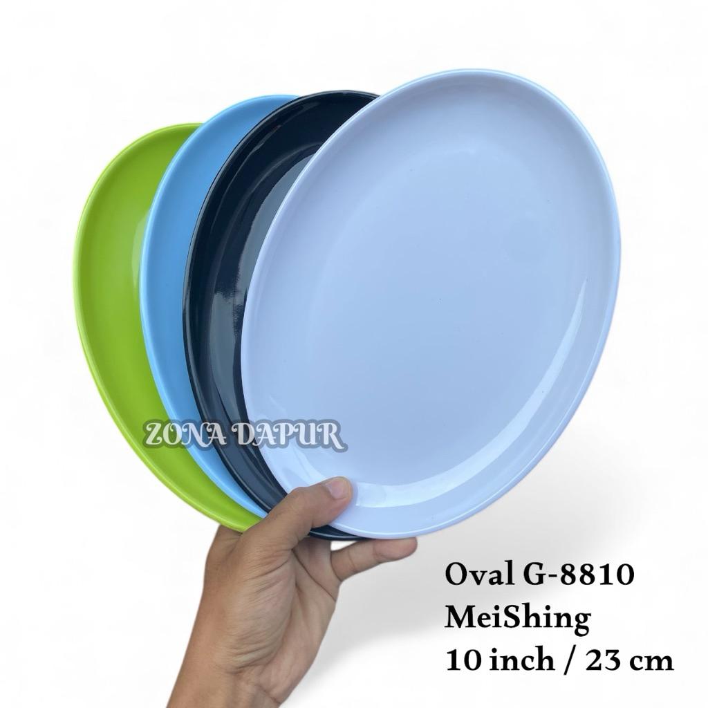 (6 pcs) - Piring Oval Melamin 10 inch MeiShing - Piring Saji Melamine - Piring Lonjong Bahan Tebal