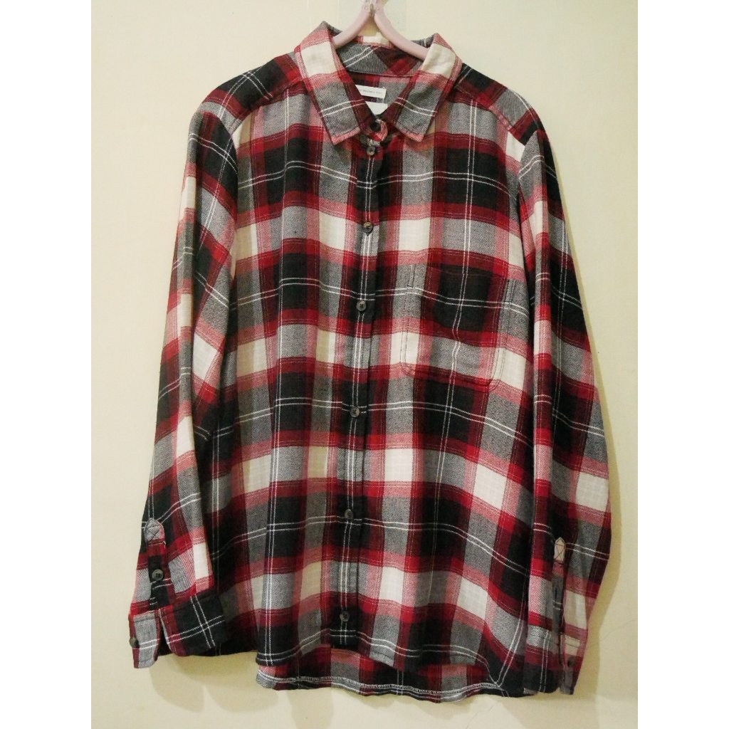 Preloved kemeja flanel tartan merah american eagle