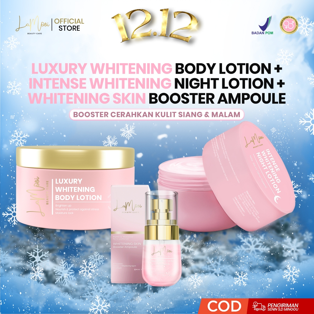 [LAMOOI] Luxury Whitening Body Lotion (HB Siang) + Intense Whitening Night Lotion (HB Malam) + Body 