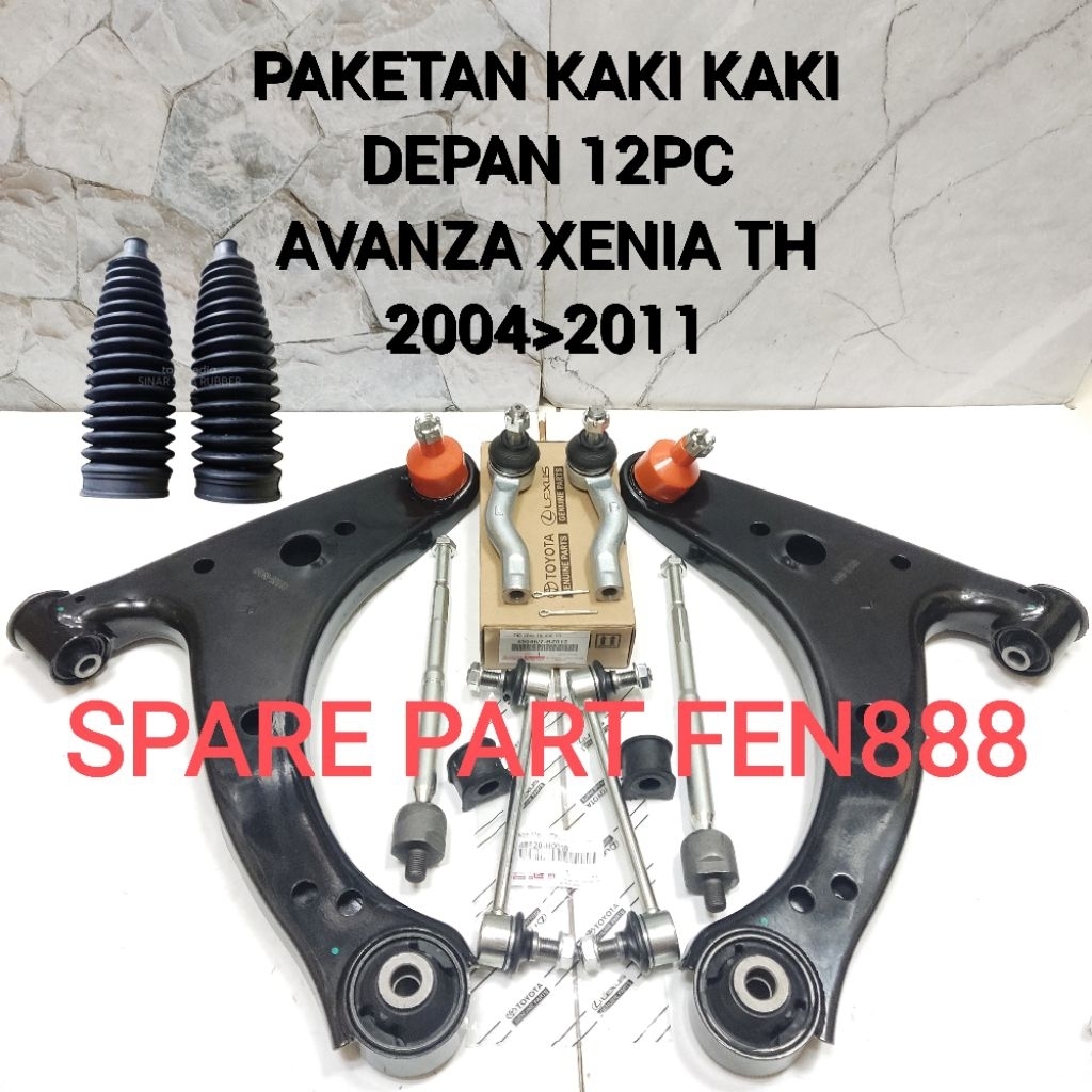 Paketan Paket Kaki Kaki Depan 12Pc Avanza Xenia TH 2004>2011 Lower Arm Assy Tie Rod Rack End Link St