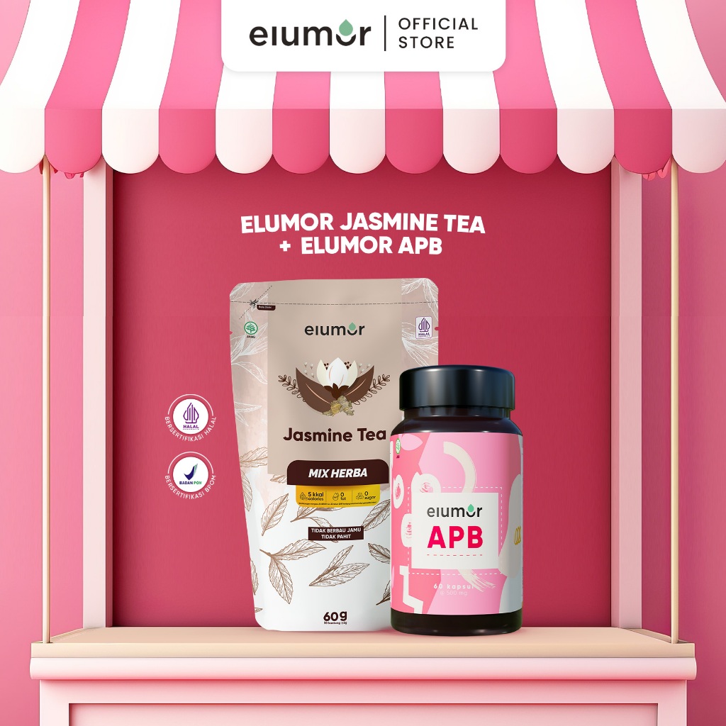 Elumor Jasmine Tea Isi 30 Kantong + Elumor APB Isi 60 Pcs | Teh Pelangsing & Suplemen Diet