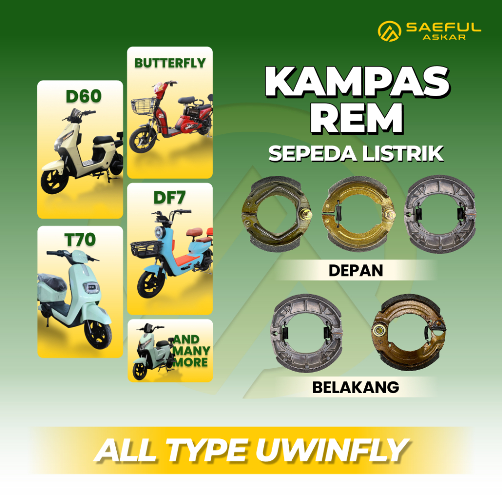 Kampas Rem Tromol Sepeda Listrik Uwinfly Depan Belakang D60 T70 Sunny U2S