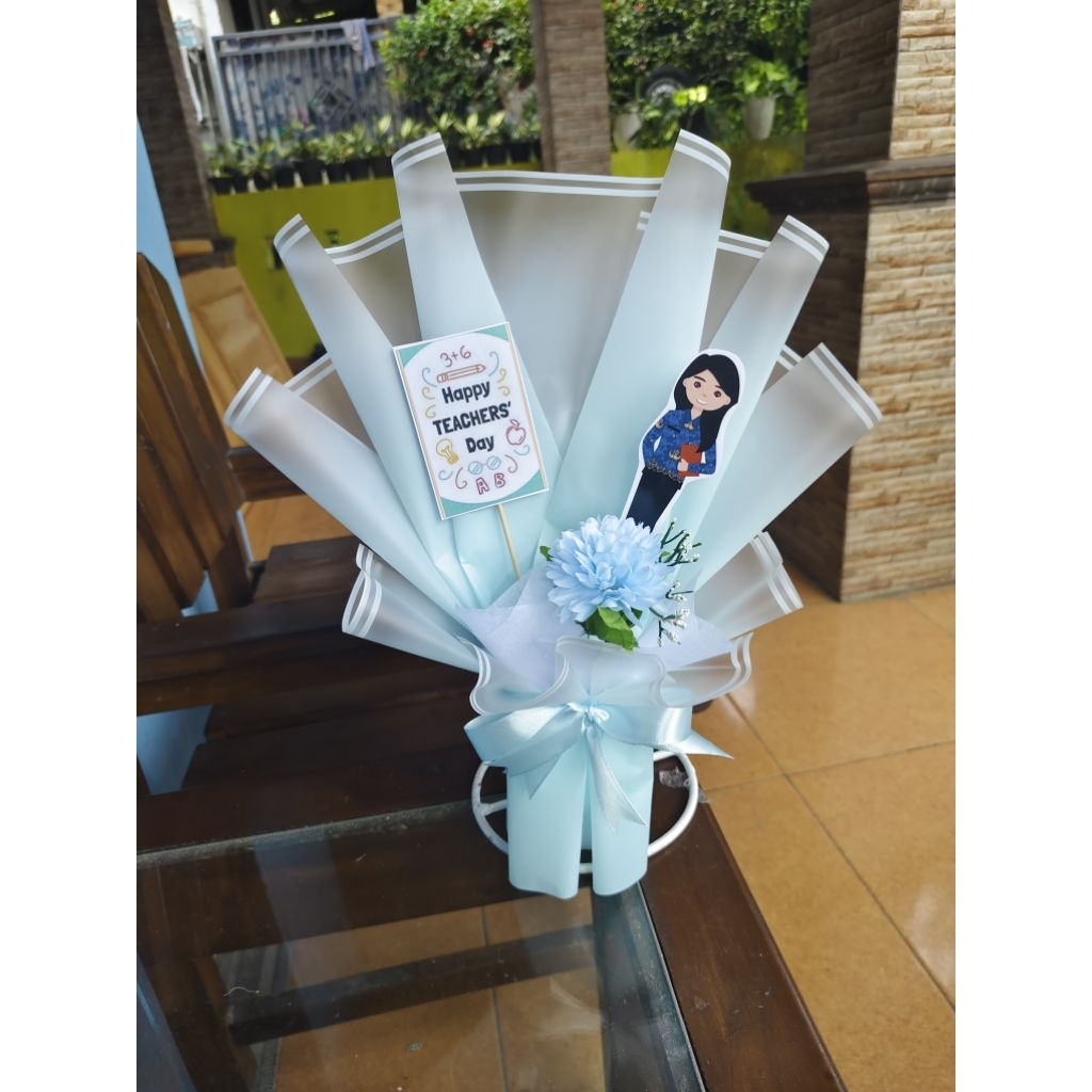 BUKET HARI GURU DENGAN KARTU UCAPAN GURU/ BUKET TOPPER GURU HADIAH HARI GURU/ BUKET GRADASI