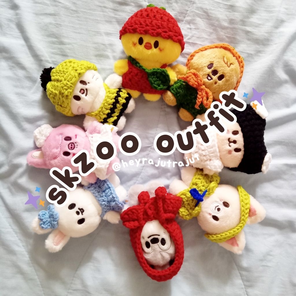 skzoo 10 cm outfit clothes crochet | baju rajut skzoo 10 cm