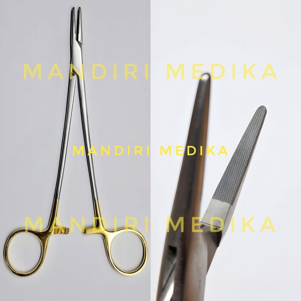 De Bakey Needle Holder Tungsten Carbide Gold Handle