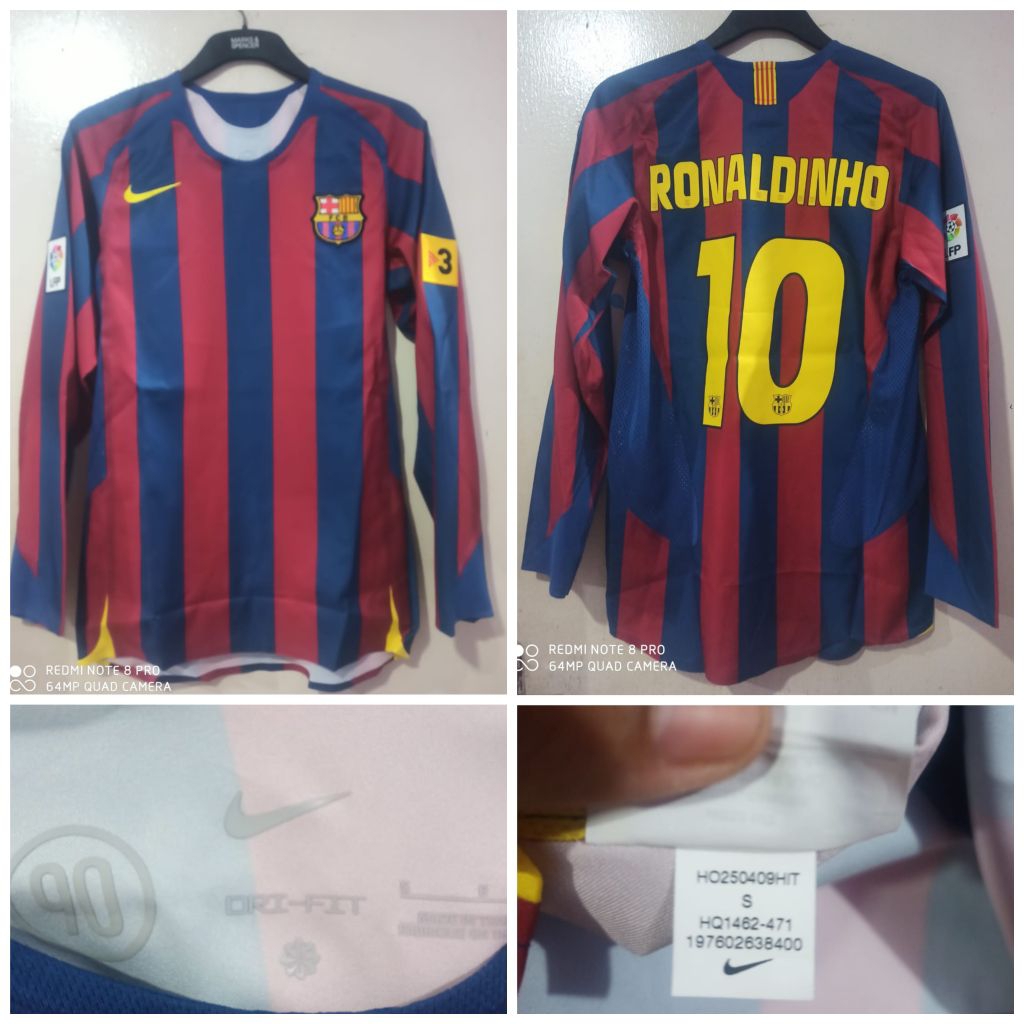 Jersey Barcelona Reissue Home 2005 Long Sleeve Ronaldinho Original