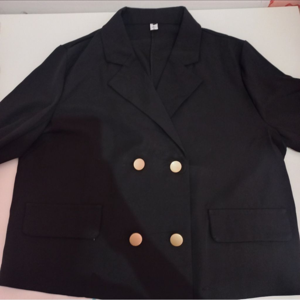 Blazer hitam outer lengan panjang