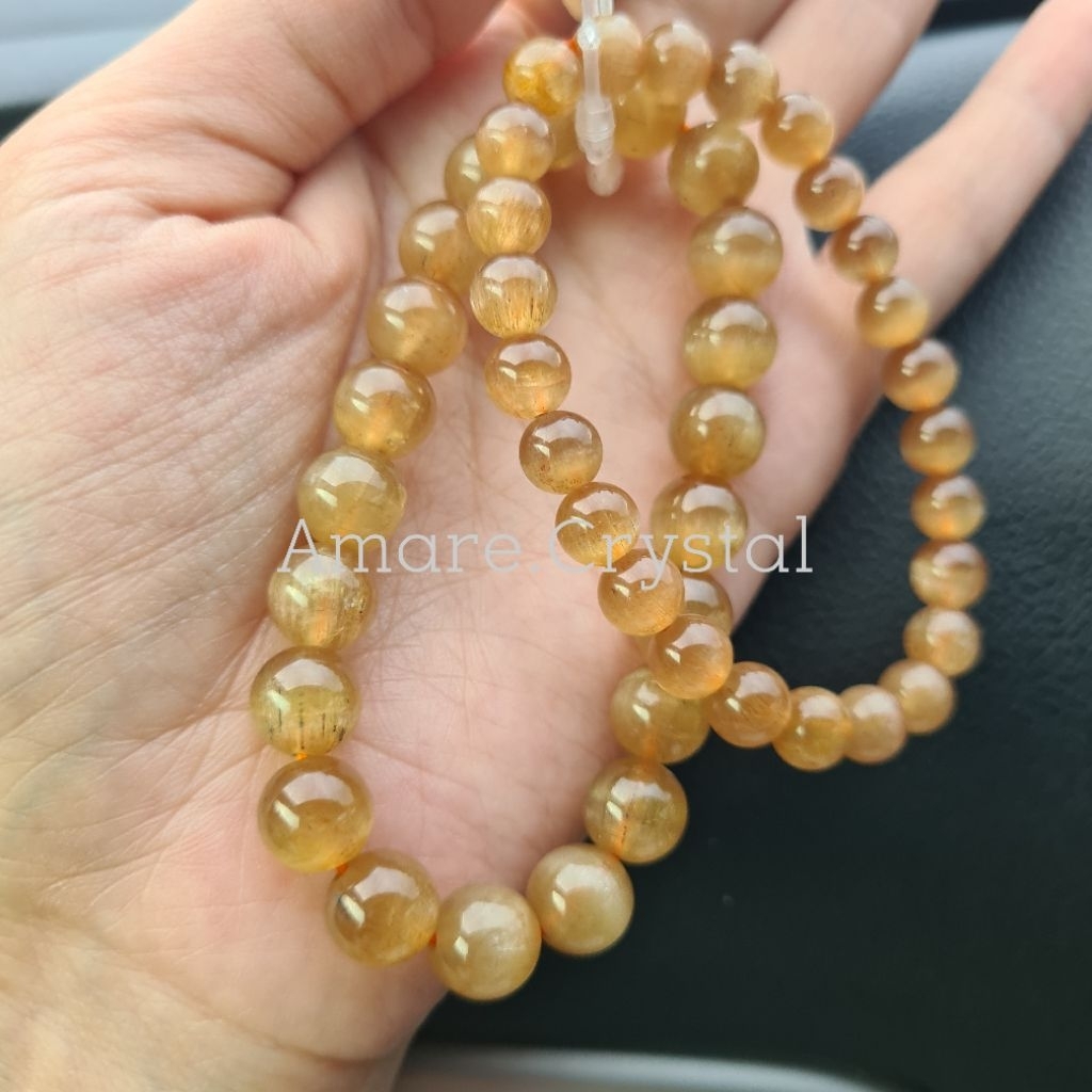 Yellow APATITE Cat Eyes Bracelet Natural Crystal Gelang Batu Alam Kristal