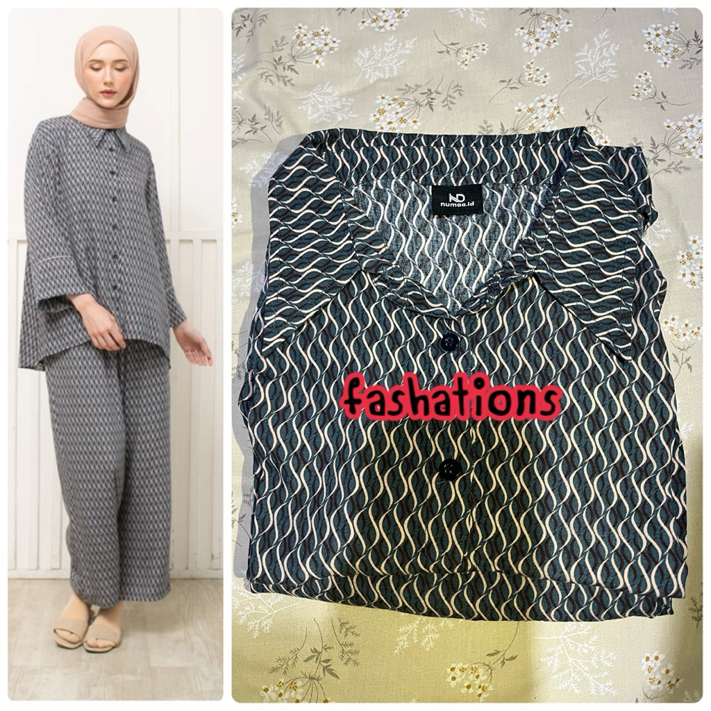 NUMAA ID sleepwear - bella set azmi blue PRELOVED VVGC