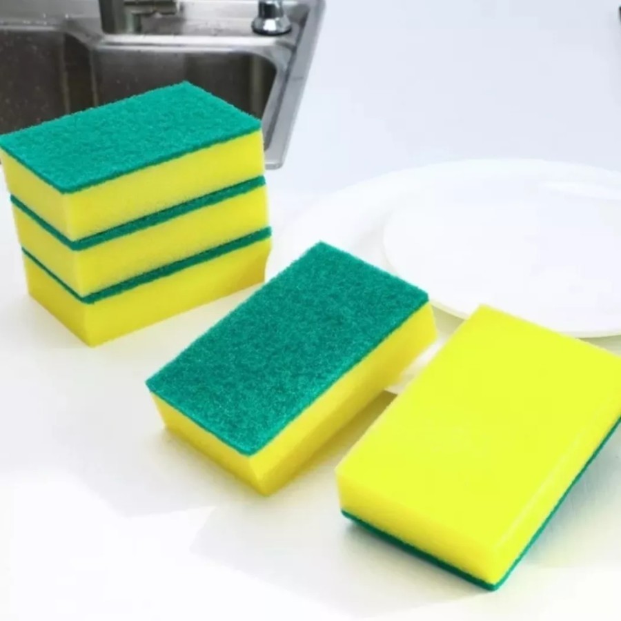 [TERMURAH] 6pcs Spons cuci piring gelas sendok / Spons mini / Spons kora kora 2 sisi