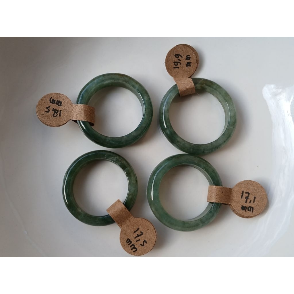 Cincin Giok Asli Burma Hijau Corak