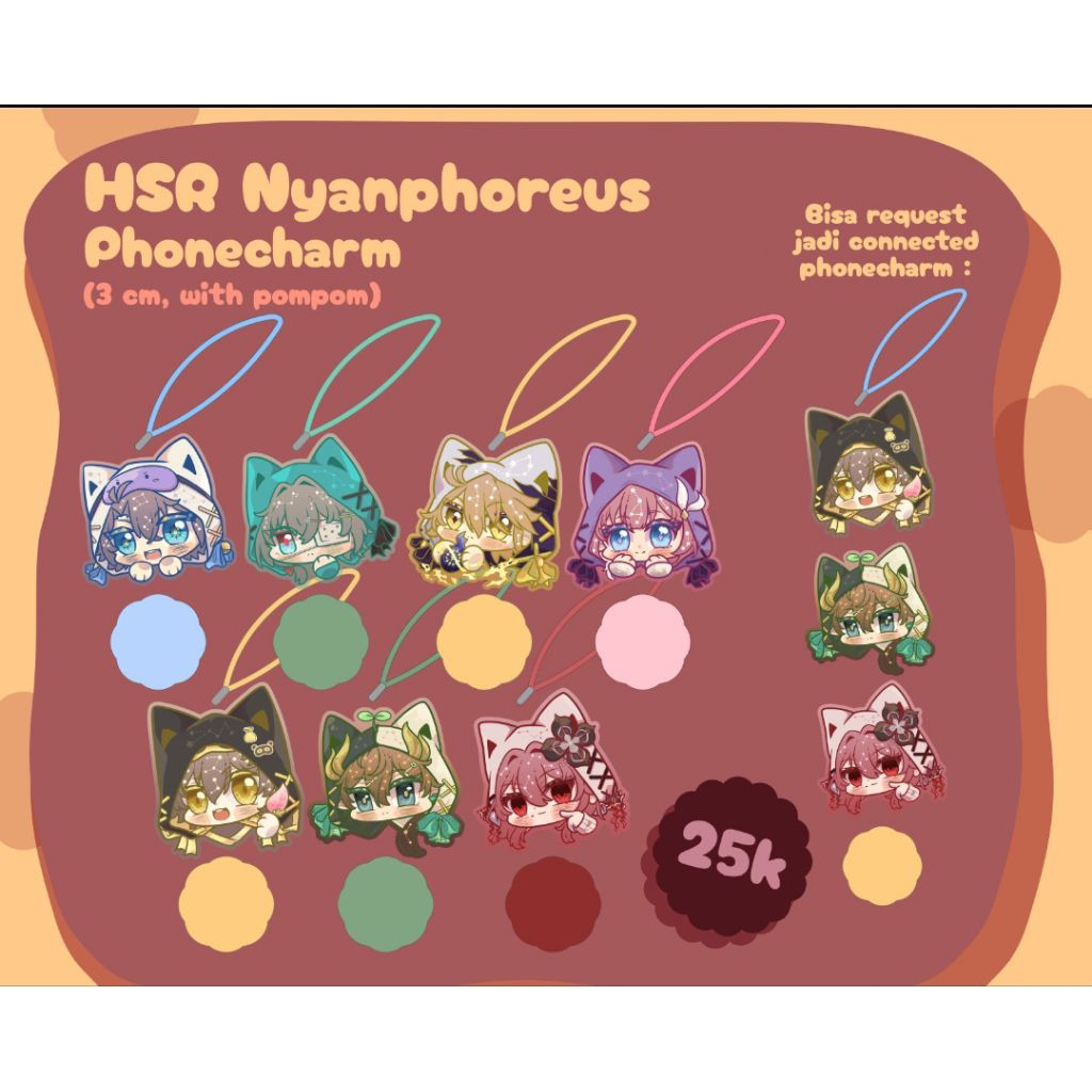 (RiggyMerch) BISA REQ CONNECTED CHARM HSR Nyan Phonecharm | Honkai Star Rail Phonestrap