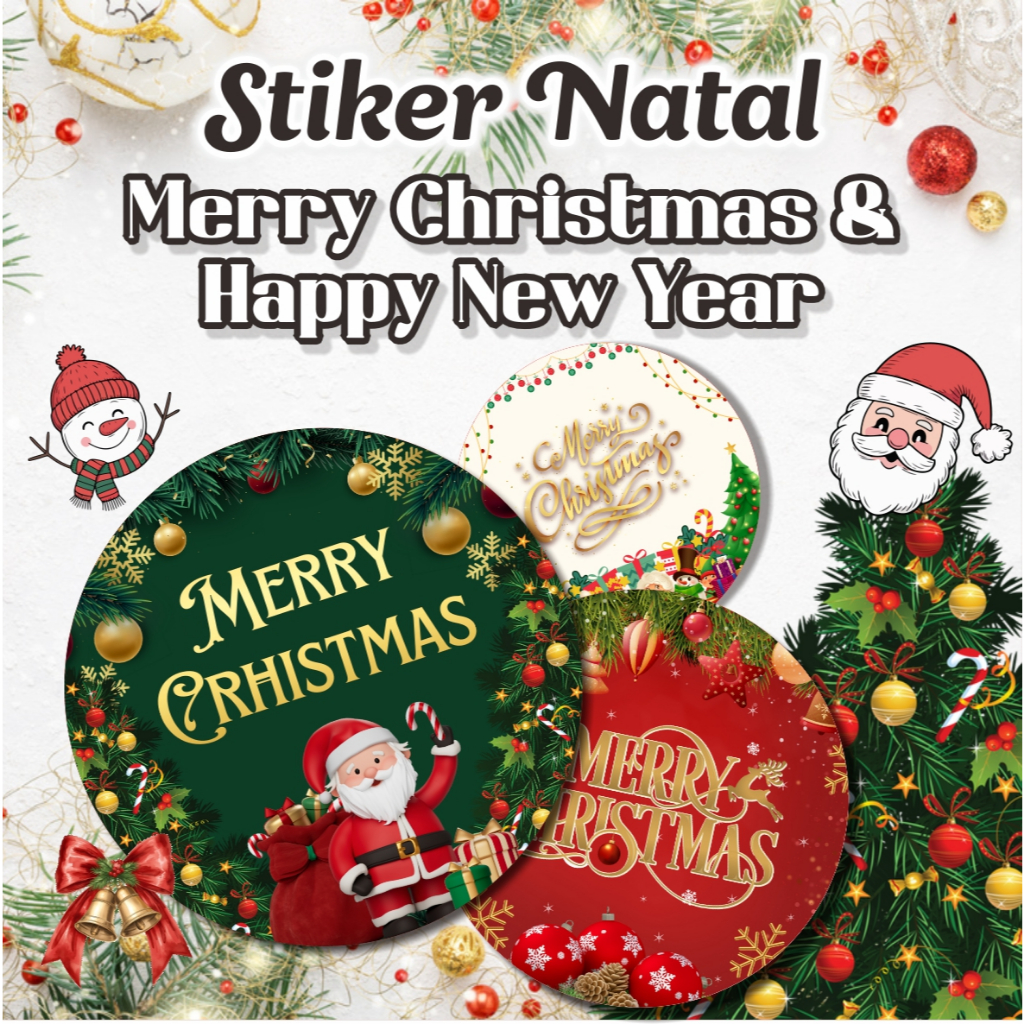 STIKER NATAL, MERRY CRHISTMAS, NATAL, KUE, HAMPERS