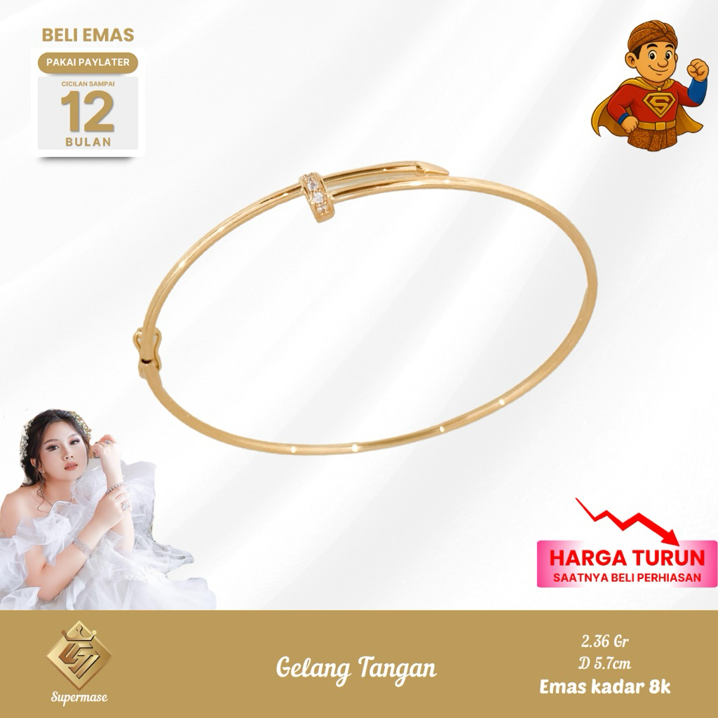 Gelang Paku Emas 8K Bangle - Supermase