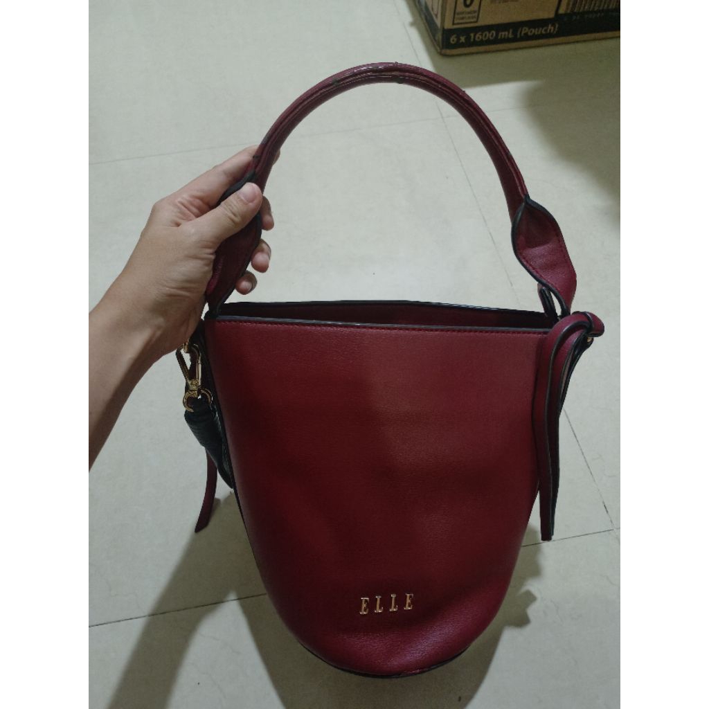 PRELOVED ELLE BUCKET BAG MAROON / TAS BUCKET ELLE / TAS MAROON
